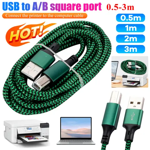 0,5–3 m USB 2.0 A till B skrivarkabel Universal höghastighets A till B hane till hane-kabel Höghastighetsskrivarkabel för bärbar dator och telefon 6 best sales USB A till B - №5