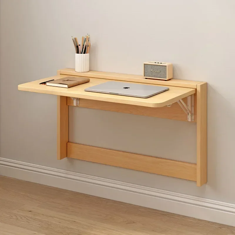 Invisible Wall Hanging Laptop Table: Solid Wood Folding Small Family Table Multifunctional Wall Gaming Desk for Space Saving