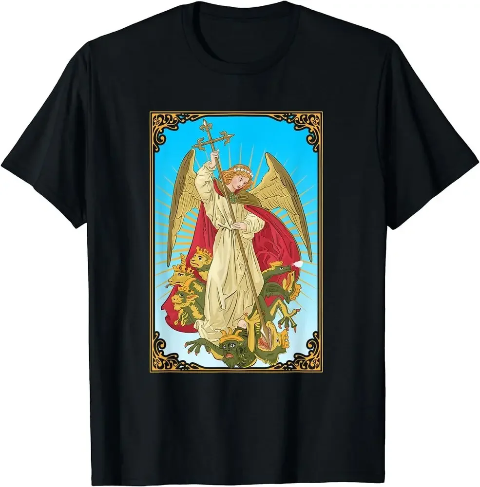 Saint Michael The Archangel T-Shirt Size S-5XLHigh Quality 100%Cotton Short Sleeve