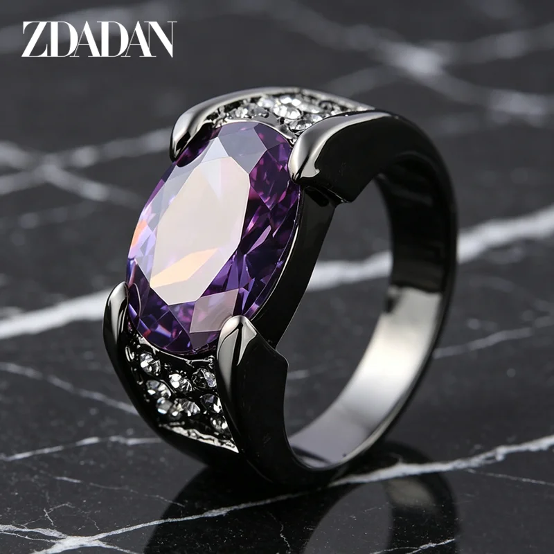 Zdadan Neuankömmling Sterling Silber rot lila Kristall ring für Männer Frauen Schmuck Party Geschenk