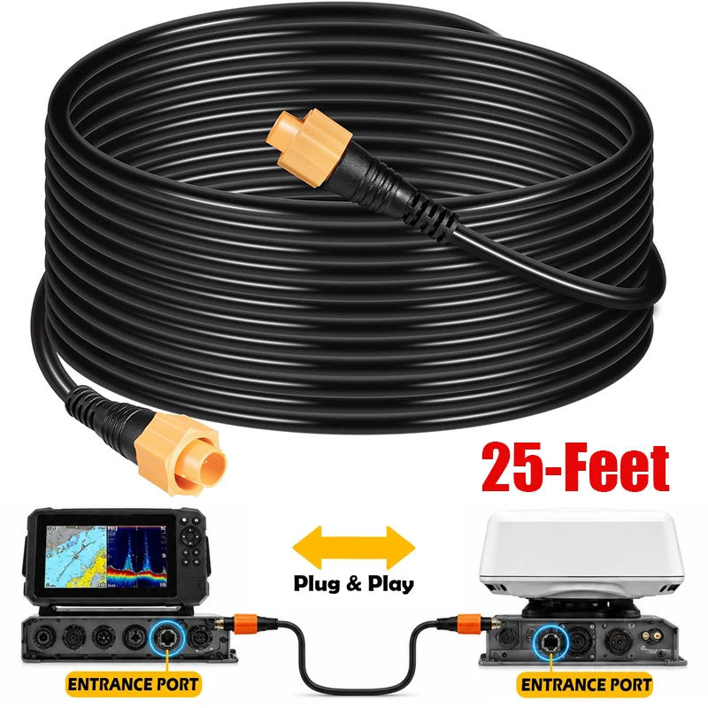 

25' Ethernet Cable Compatible with Lowrance Fishfinder/Chartplotter Networks, Replace ‎000-0127-30