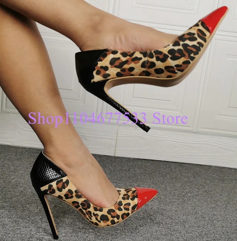

Сексуальные леопардовые женские туфли-лодочки, модные женские туфли на тонком каблуке с острым носком, модельные туфли большого размера на высоком каблуке для банкета и вечеринки