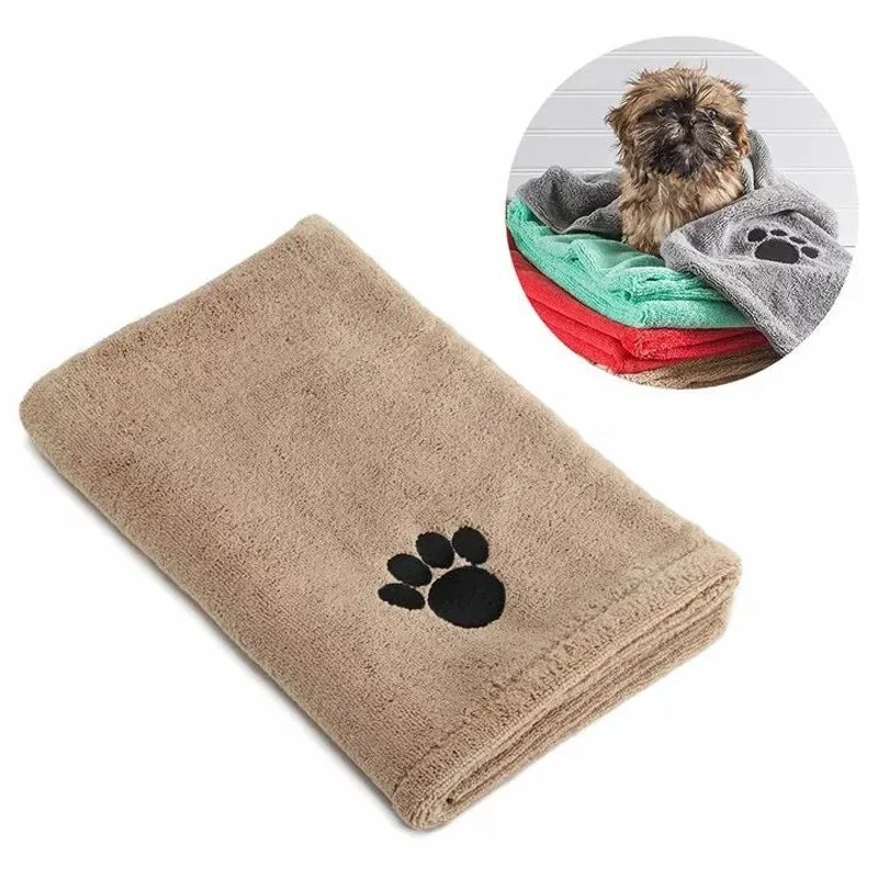 Microfiber Pet Bath Towel Embroidered Super Soft Absorbent Cat For Dogs Blanket Grooming Supplies