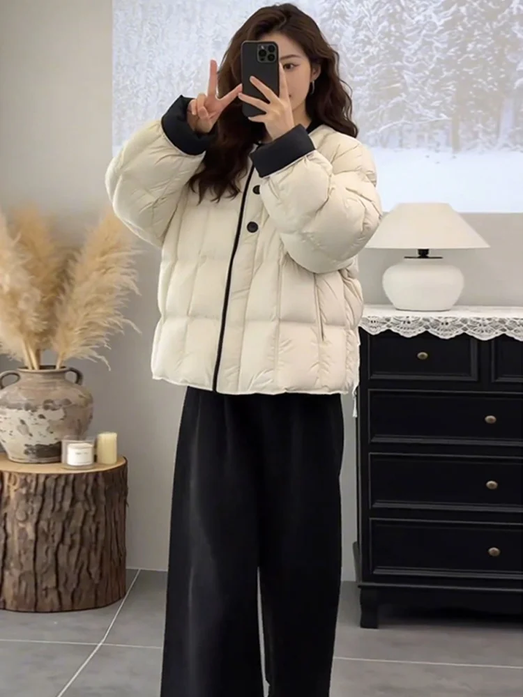 

Новинка: Модная зимняя хлопковая куртка свободного кроя с круглым вырезом для молодых женщин – повседневная верхняя одежда для стройности