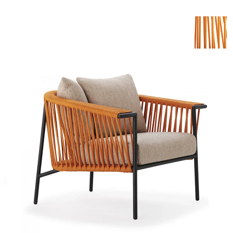 โซฟาหวายสไตล์นอร์ดิกสำหรับพักผ่อนกลางแจ้ง เฟอร์นิเจอร์สำหรับวิลล่า ลานบ้าน สวน ระเบียง  ทนน้ำและป้องกันแสงแดด