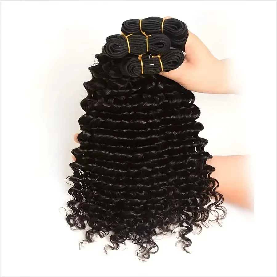 Extensions de cheveux humains Yeslestm Deep Curly, 26, 28, 30, 32 pouces, Remy, non traités, vierges, ondulés, lot de 3, 4 ou 5 mèches