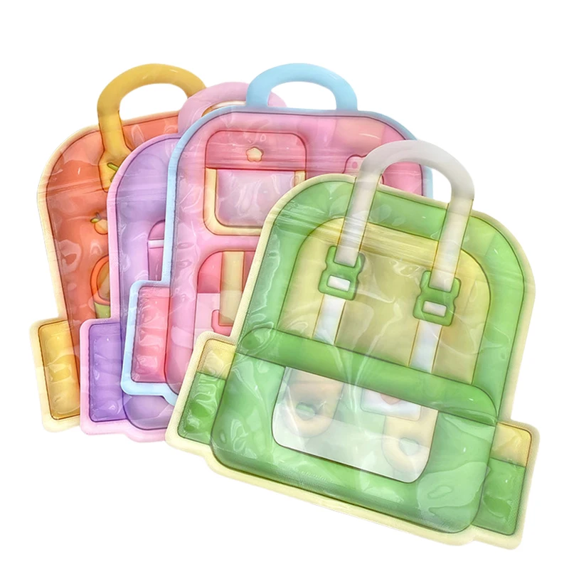 25pc 3D Cartoon Backpack Jewelry Candy Storage Bag Small Plastic Gifts Sweet Snack Self Seal Packaging Bags Kids Birthday Favors