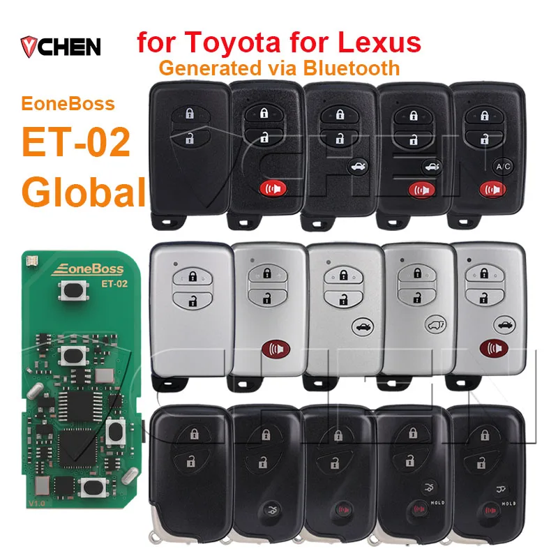 

EoneBoss ET-02 Smart Remote For Toyota Land Cruiser Levin Highlander Camry Corolla Prado for Lexus Proximity Key 4D 8A Global