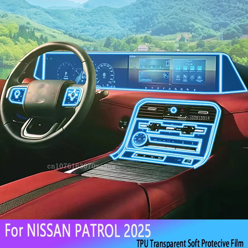 

Transparent TPU Protective Film For NISSAN PATROL 2025 Car Interior Center instrument Console Anti Gearbox scratch Stickers