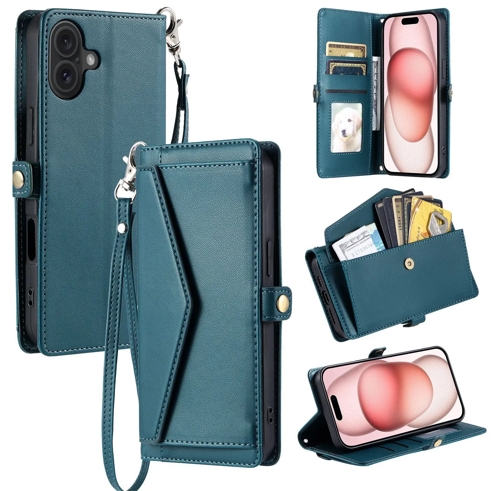 Crossbody Lanyard Leather Flip Case For Samsung Galaxy S21 Ultra S20 FE S10E S10 S9 HHandy Strap Wallet Cover 3 Cards Slot Coque