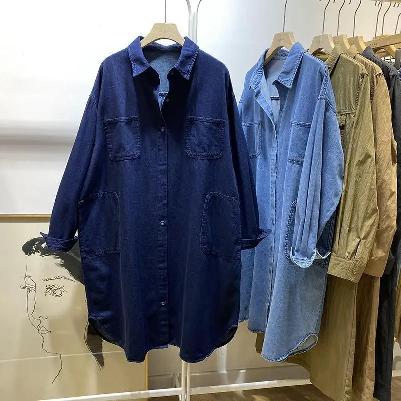 

2025 Spring and Autumn New Women's Cowboy Shirt Jacket Loose Commuter Oversize Jacket