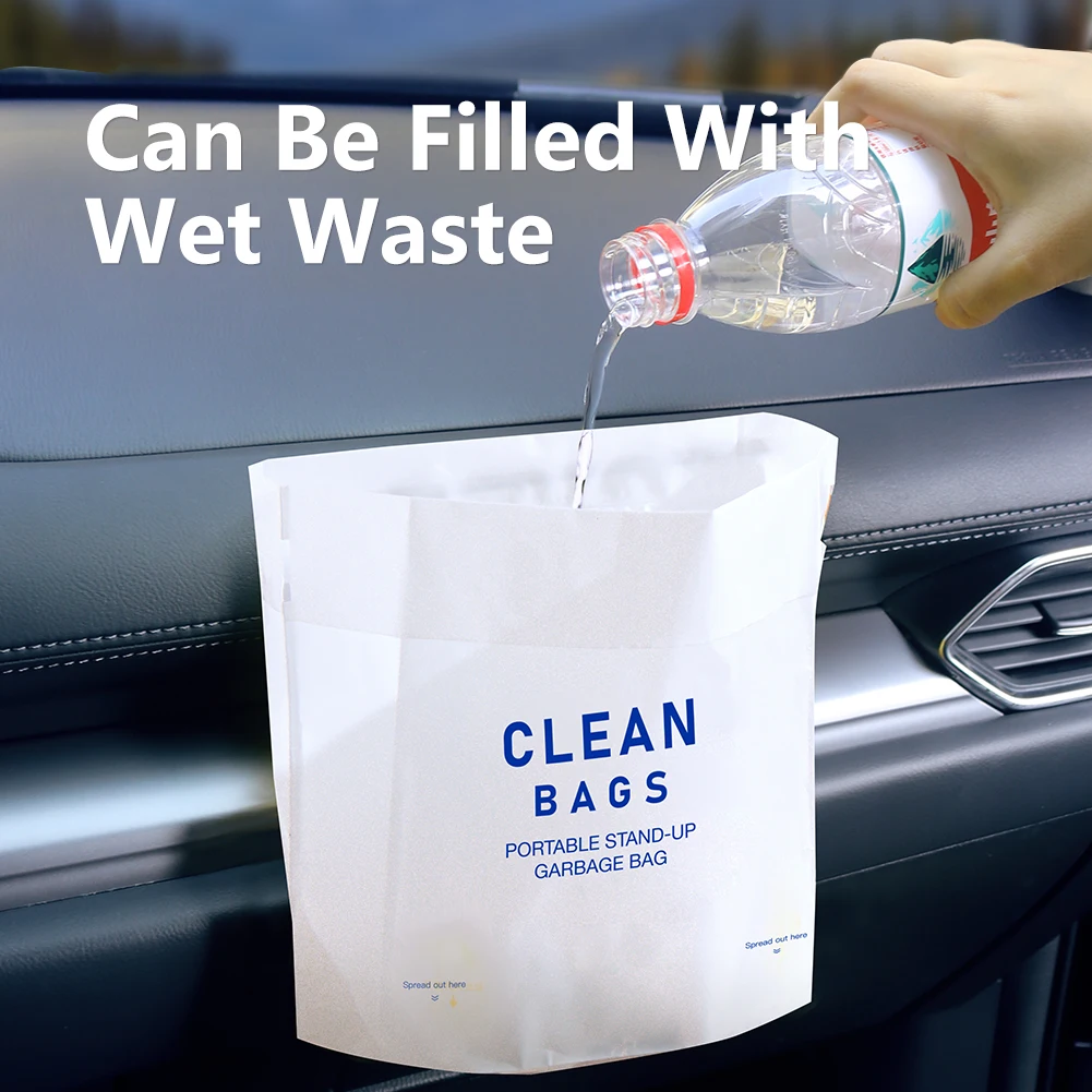 20 PCS Car Trash Bag Disposable Self-Adhesive Garbage Can for Auto Seat Back Hanging Trash Bag Office Kitchen Garbage Storage