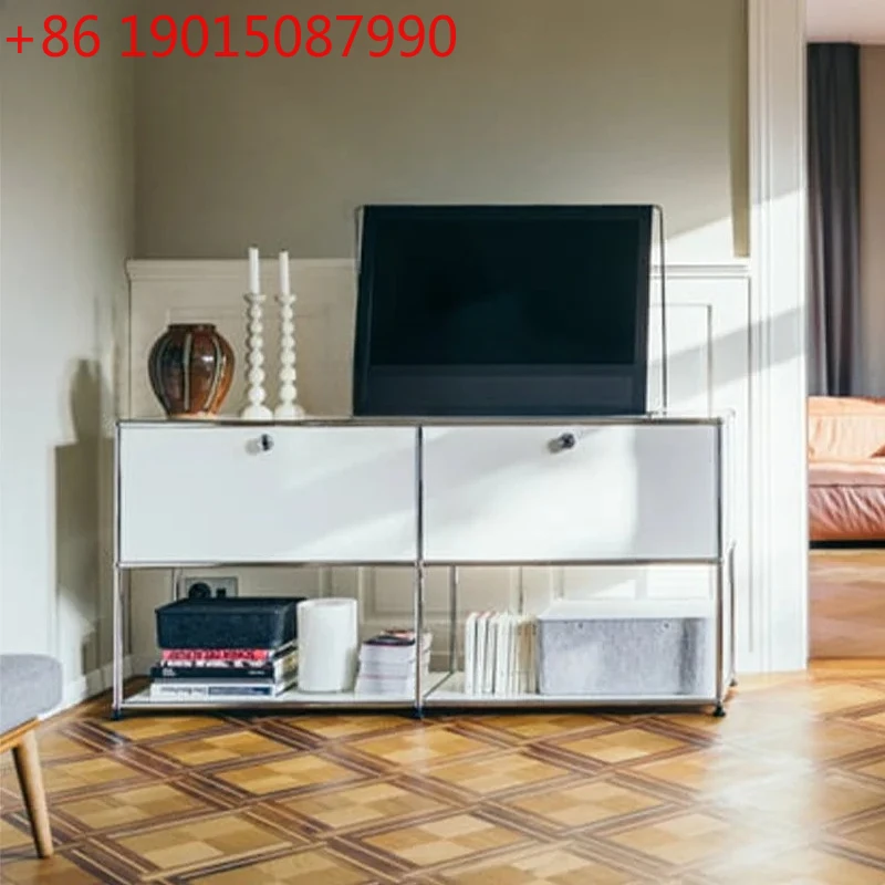 

Side cabinet module combination simple cream style integrated wall high medieval Nordic TV cabinet