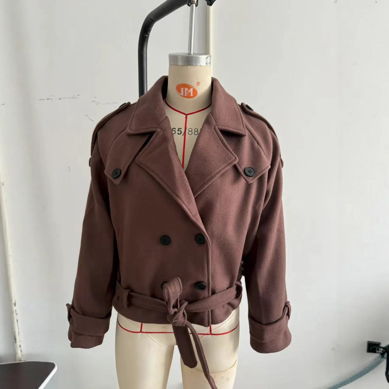

Women Wool Solid Double Breasted Blends Cardigan Coats Long Sleeve Turn Down Collar Slim Fit Spliced Buttons Casual Autumn