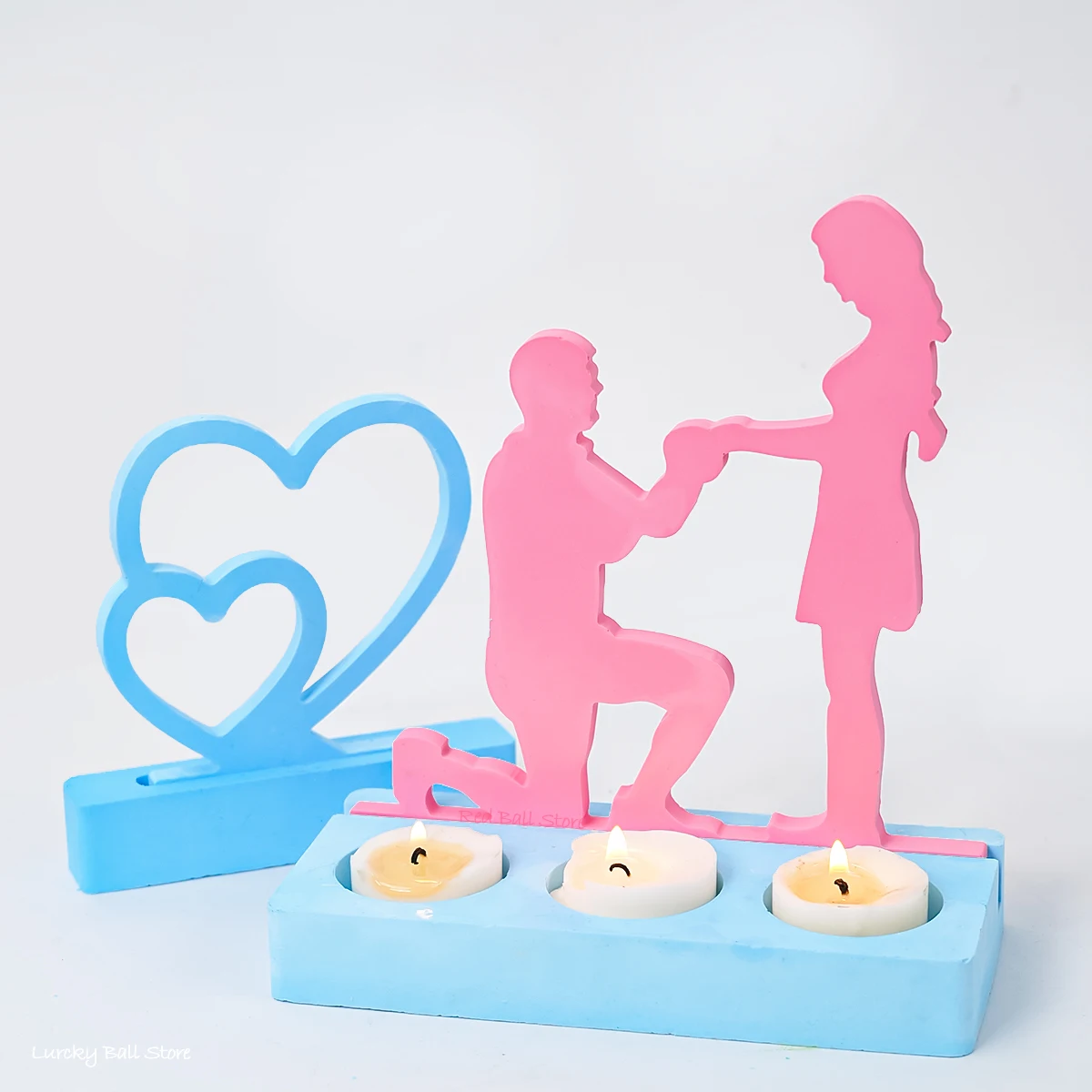 Simple Couples Propose Candlestick Silicone Mold Bride And Groom Wedding Decor Candle Holder Resin Plaster Molds Valentine Gifts