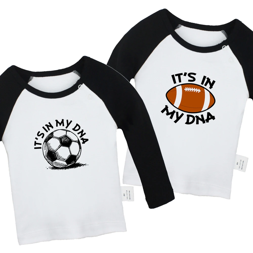 

iDzn New It's In My DNA Football Printed Graphic Cute Baby T-shirts Kids Long Sleeves Tees 0-24M Infant T shirt Boys Girls Tops