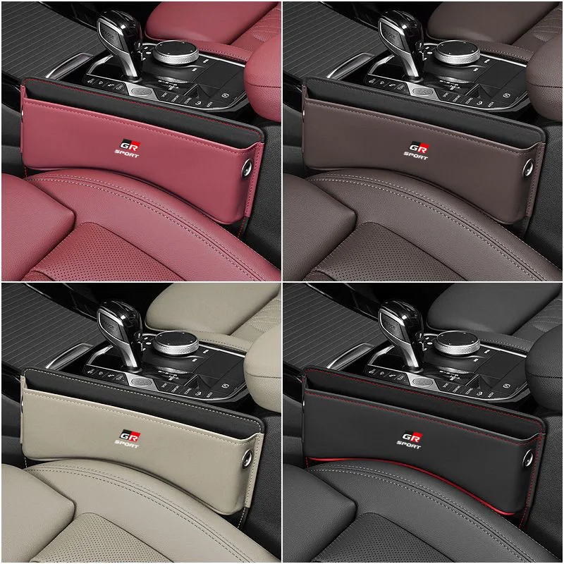 Car Seat Gap Organizer Leather Auto Console Side Crevice Storage Box For Toyota GR Sport Gazoo Racing Supra Corolla Auris Camry