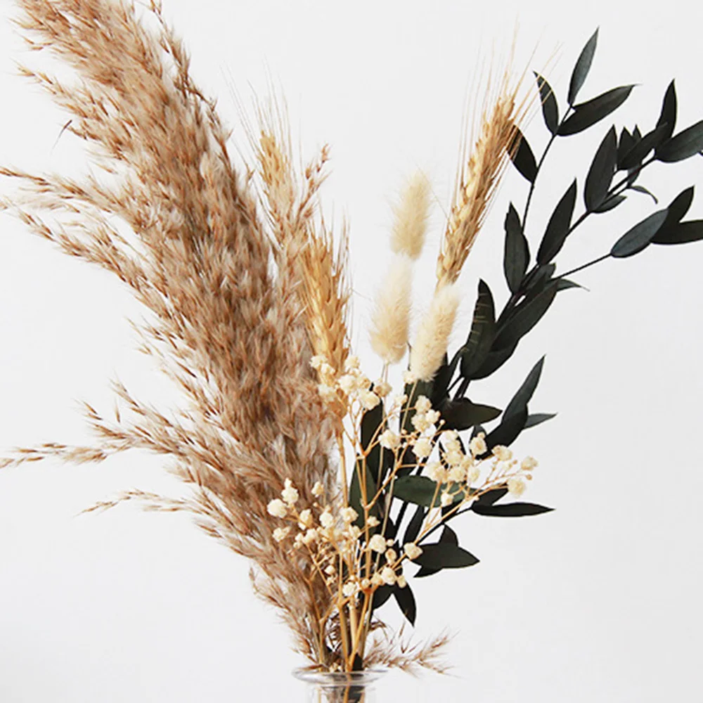 Pampas Grass Reed Bouquet Decor Dried Floral Arrangement Artificial Flower Christmas Wedding Table Home Decoration No Bottle