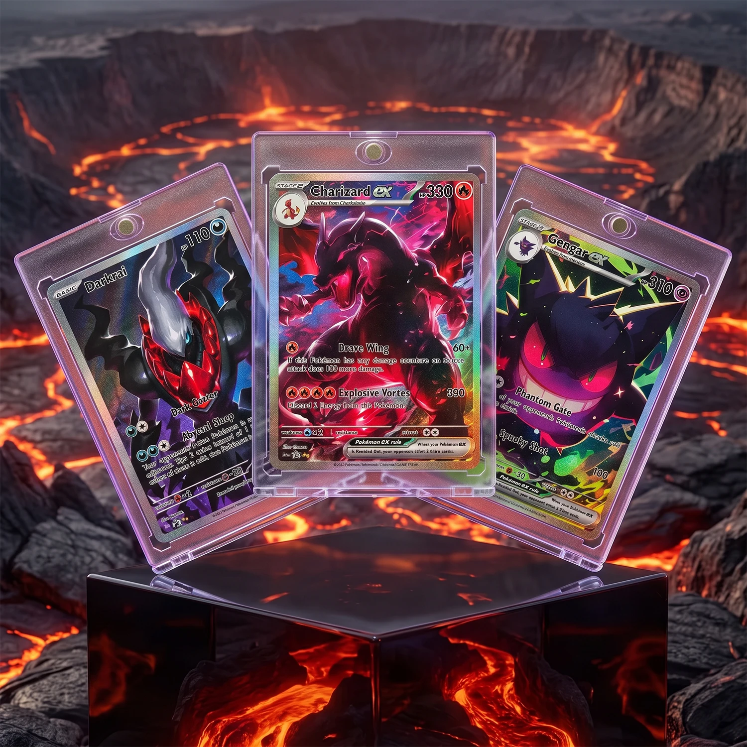 DIY TCG PKM Card XY Black-Star Promo Darkrai Charizard Gengar EX High Quality Anime Peripheral Game Collection Cards Gift Toy