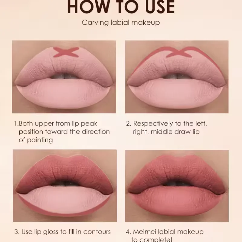 Set di matite per labbra e rossetti in velluto a sei colori: cosmetici per labbra a doppia funzione, impermeabili, duraturi, facili da applicare