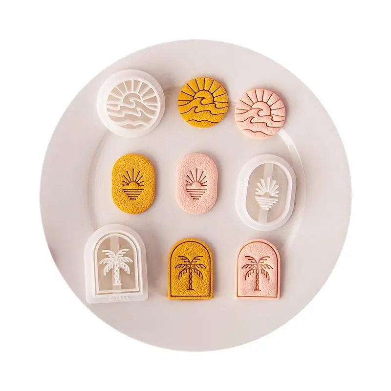 Sunset By The Sea Polymer Clay Cutters DIY Embbossed Making Pottery Clay Earrings Jewelry Pendant Tools