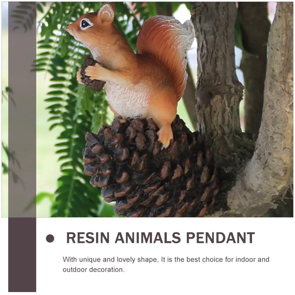 Squirrel Tree Hanging Decor Resin Craft Garden Yard Pendant Vivid Lifesize Simulation Squirrel Resin Animals Adorn