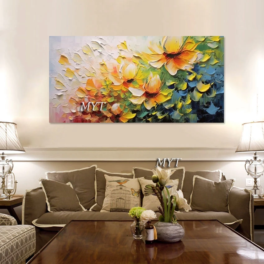 3d Flowers Bloom Nature Landscape Picture Modern Wall Mural Abstract Art Knife Oil Painting Canvas Roll Frameless Acrylic Gifts