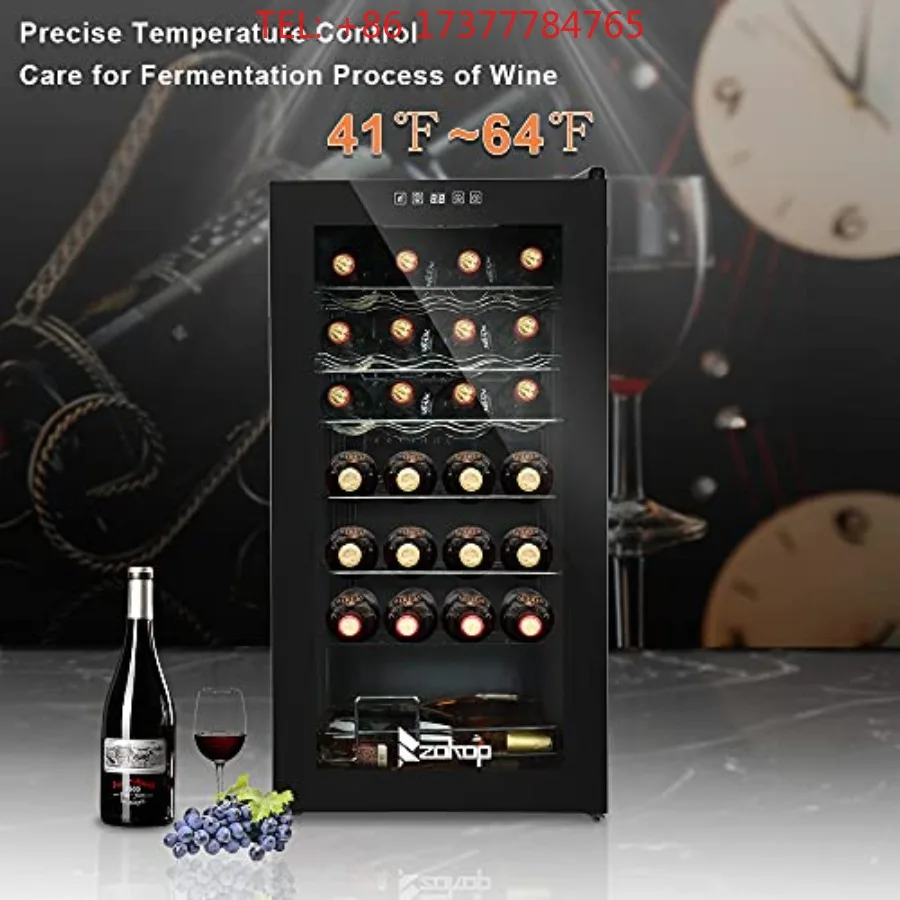 28 Bottle Compressor Wine Cooler Refrigerator with Adjustable Temperature Freestanding Compact Mini Wine Fridge with Digital