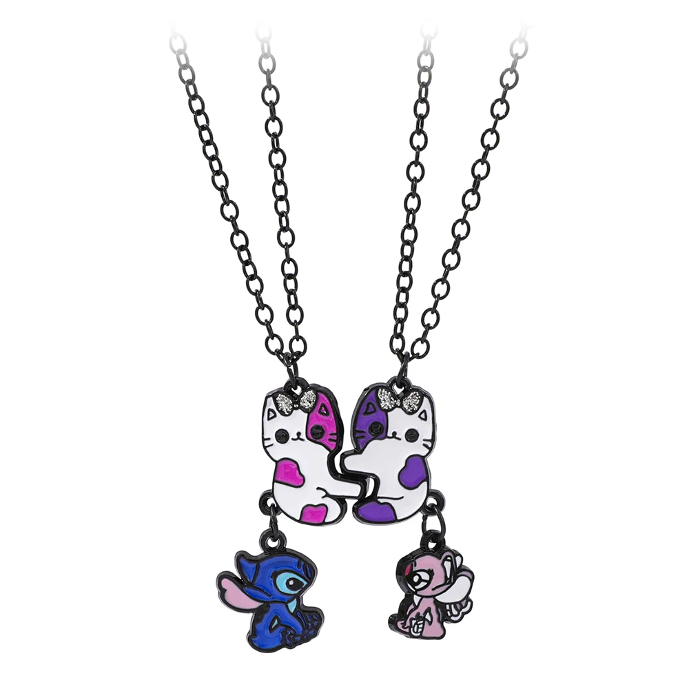 

Ожерелье для пары котенка Disney Stitch, милые украшения-подвески в стиле, подарок для девочек