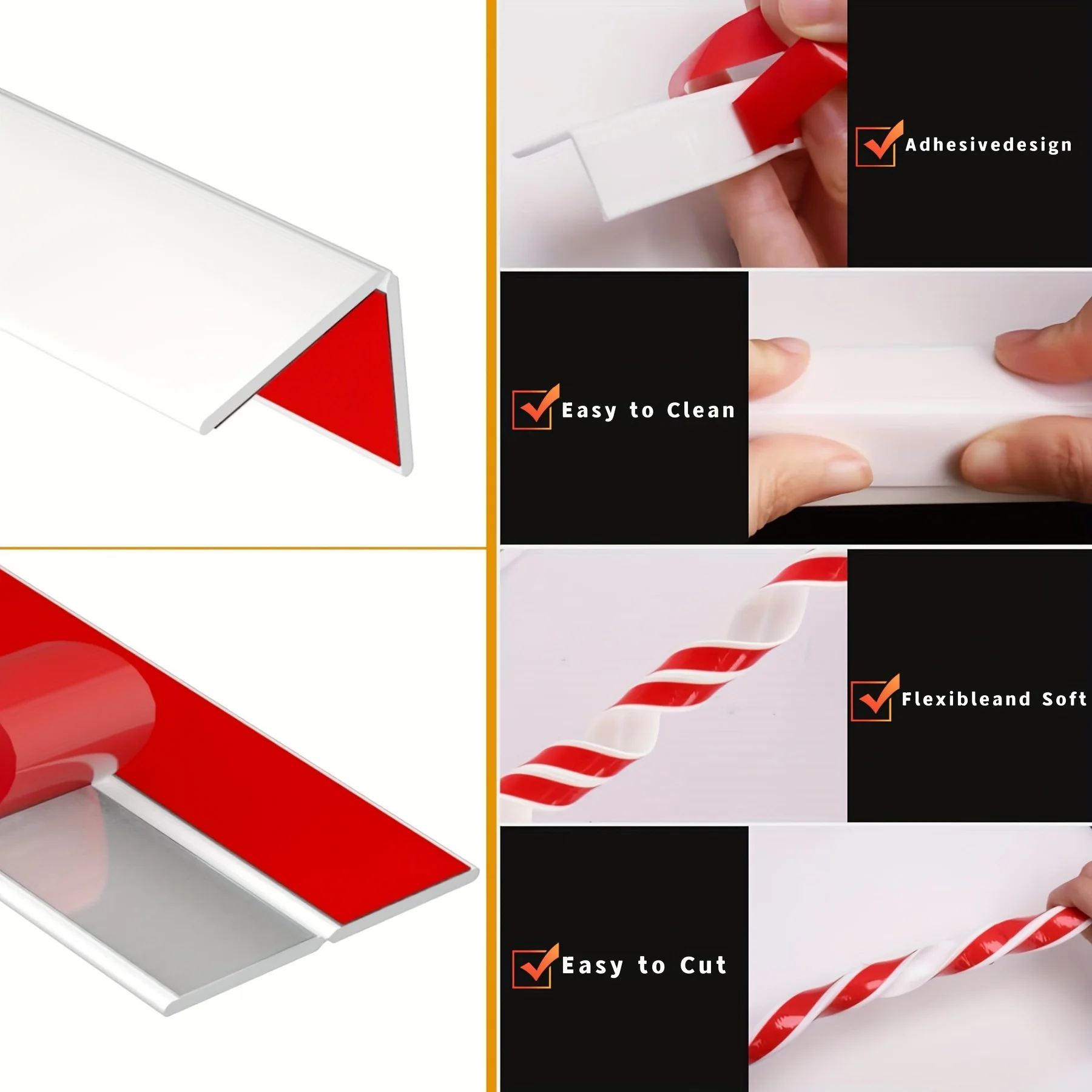 5-meter-long PVC corner strip, self-adhesive corner protector, ready to peel and stick, suitable for indoor wall decoration
