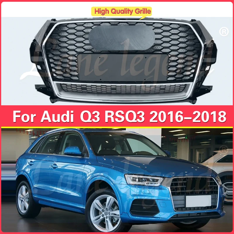 

Car Front Bumper Grille Grill for Audi RSQ3 for Q3/SQ3 2016 2017 2018 ABS Racing Grills Front Bumper Grilles Mesh Cover