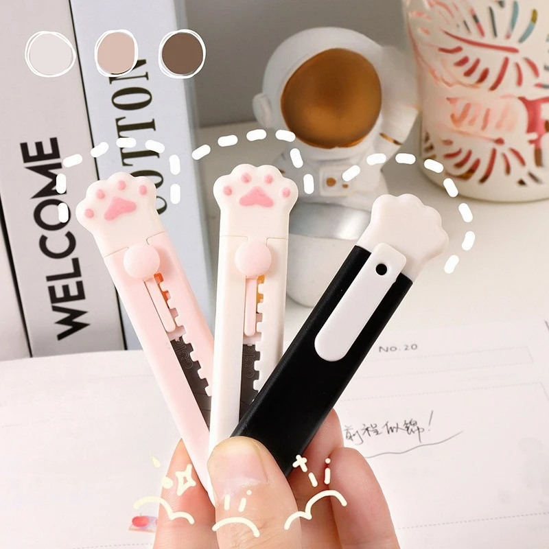 1/3 Pcs Cat Paw Utility Knife Retractable Opening Parcels Letter Paper Envelopes,Portable Box Opener for Office Home School Use
