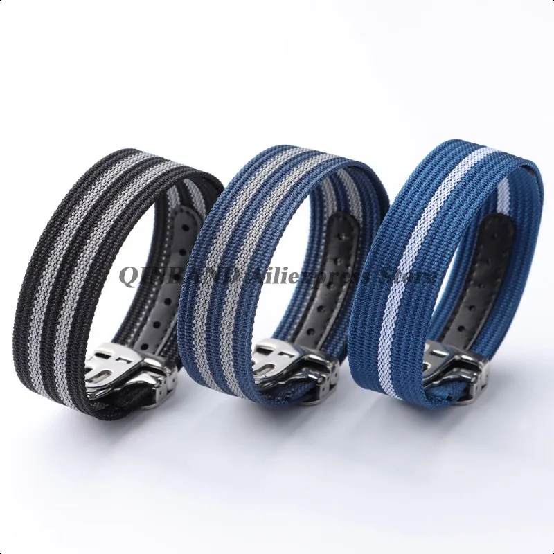 لأوميغا ساماستر ل تيودور ل رولكس النايلون حزام الساعات 20 مللي متر للطي مشبك سوار الرجال النسيج الأشرطة العالمي معصمه