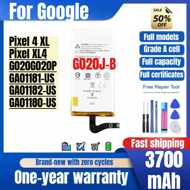 G020J-B for Google Pixel 4 XL/Pixel XL4/G020G020P/GA01181-US/GA01182-US/GA01180-US Phone Battery Replacement Bateria  with Tools