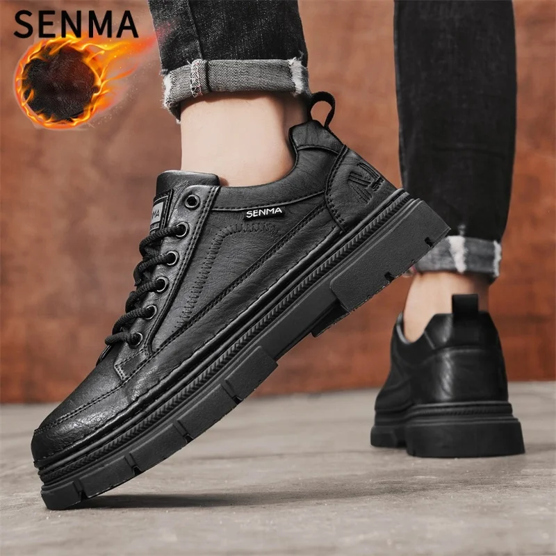 SENMA الشتاء الدافئ الرجال الأحذية مع الفراء الرجال أحذية رياضية موضة الثلوج أحذية الرجال الجلد المدبوغ أحذية من الجلد الشتاء الرجال أحذية ثلج حجم 39-44 #6