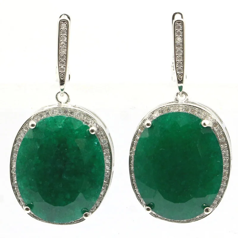 Buy 8 Get 1 Free 40x21mm Highly Recommend Jewelry Set Big Gemstone Real Green Emerald Women Dating Silver Earrings Pendant Ring