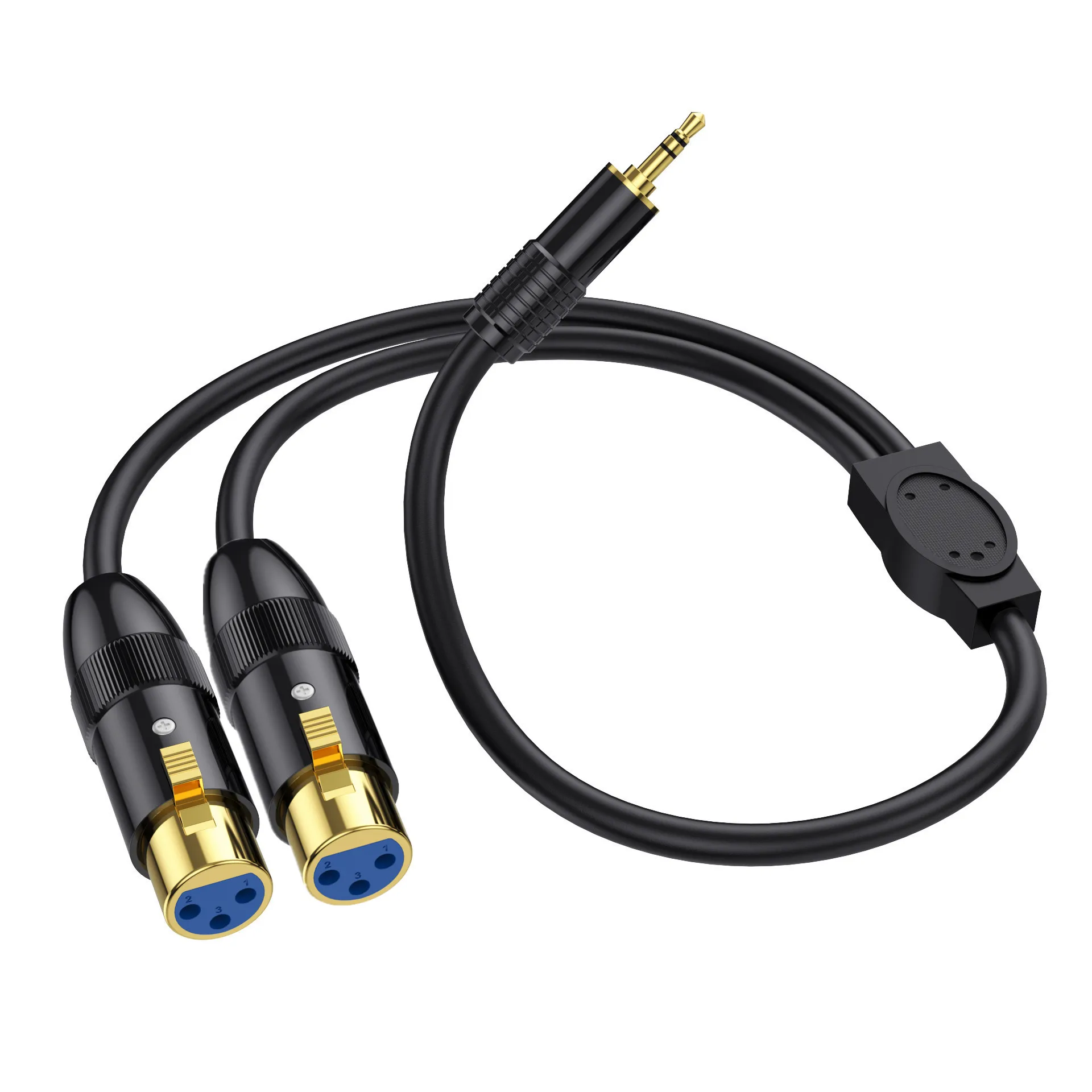 3.5mm(TRS,1/8 Inch,Aux) Male to Dual XLR Female Unbalanced Interconnection Cable for Microphone, Sound Card, Camcorder & More