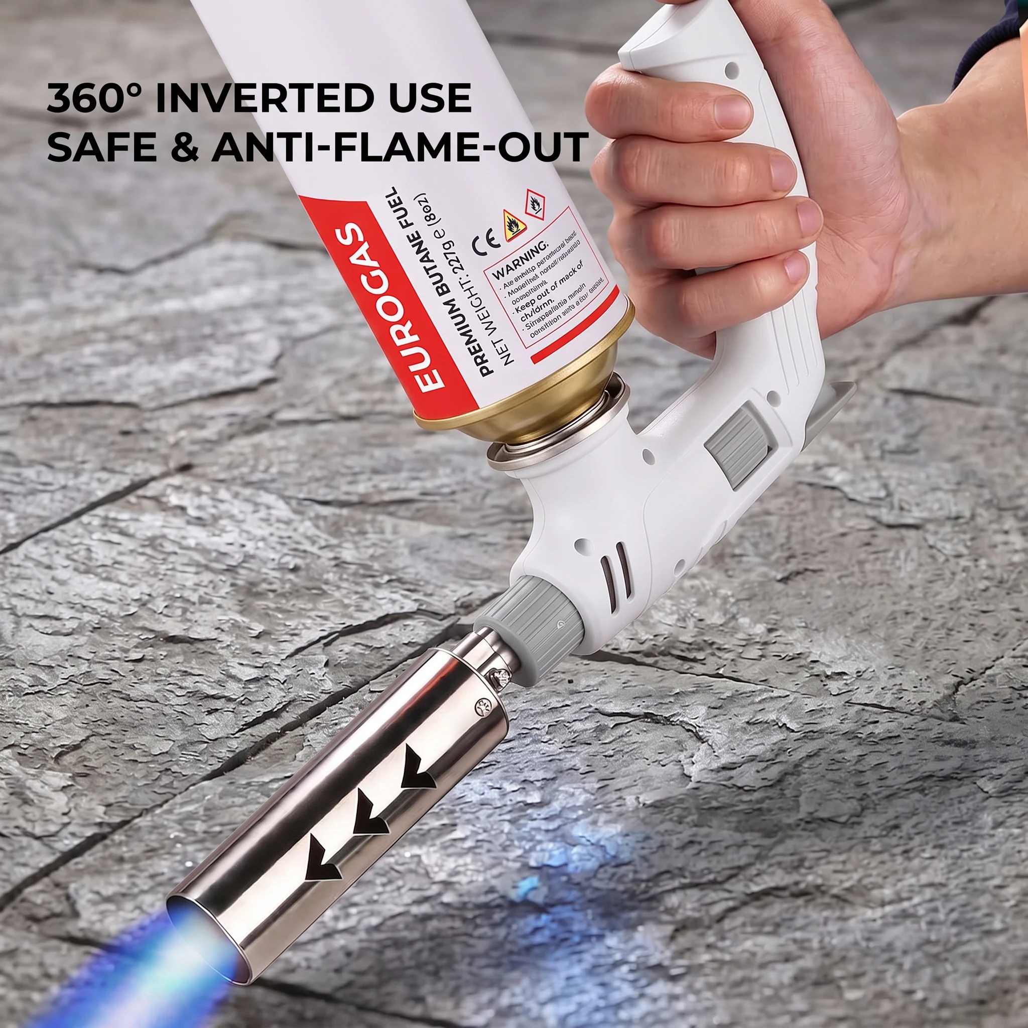 Pandatour Outdoor Portable Cassette Gas Blowtorch One-Touch Ignition Adjustable Flame For Camping BBQ Baking And Searing Torch