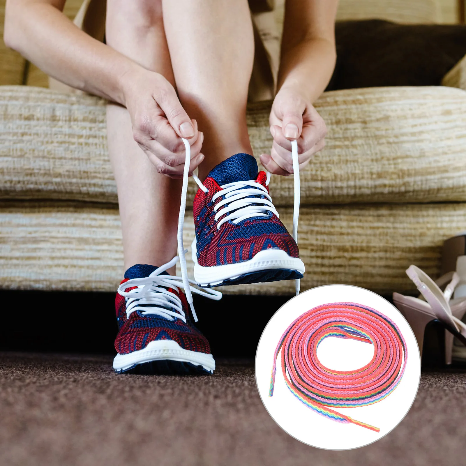 

1 Pair 3D Rainbow Shoelaces Flat Striped Shoelace for Sneakers Casual Shoes Hiking Boots Bright Color Shoe Strings