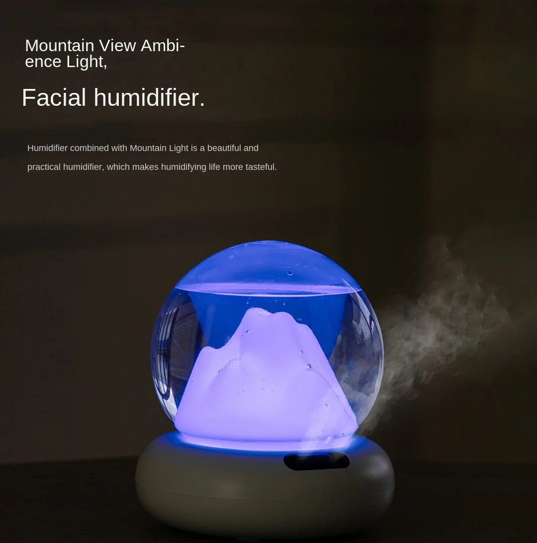 

USB Mountain View Humidifier Household 2L Large-capacity Bedroom Colorful Atmosphere Lamp Desktop Creative Double-jet Humidifier