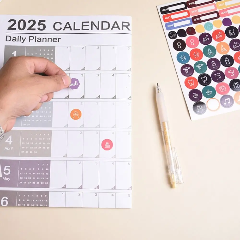 Calendrier mural 2025 avec licence 365 jours, agenda, calendrier, bloc-notes, liste de tâches, 2025