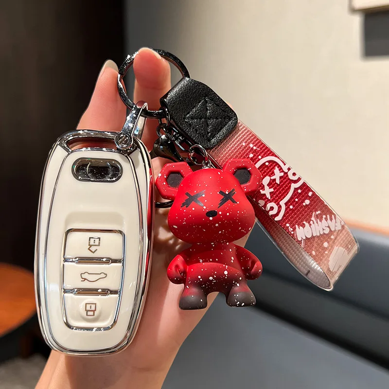 TPU Car Remote Key Case Cover Shell for Audi A5 A6 C7 A7 A8 Q3 Q5 Q7 S4 S6 S7 S8 R8 TT A1 A3 8V A4 B8 B9 Holder Accessories view 5