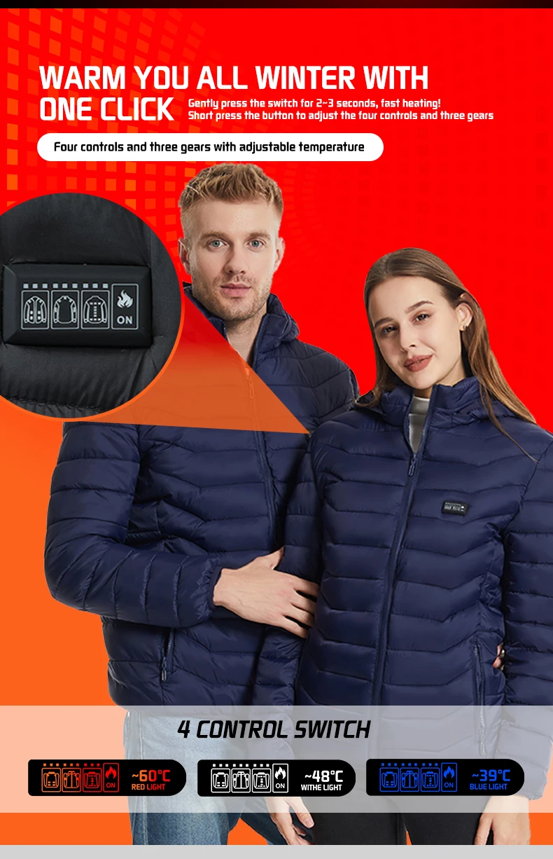 Beheizte Jacke 26 Zonen Winter Herren Damen Motorradjacke USB Elektrische Heizjacke Beheizte Weste Moto Thermotuch – Detail 4