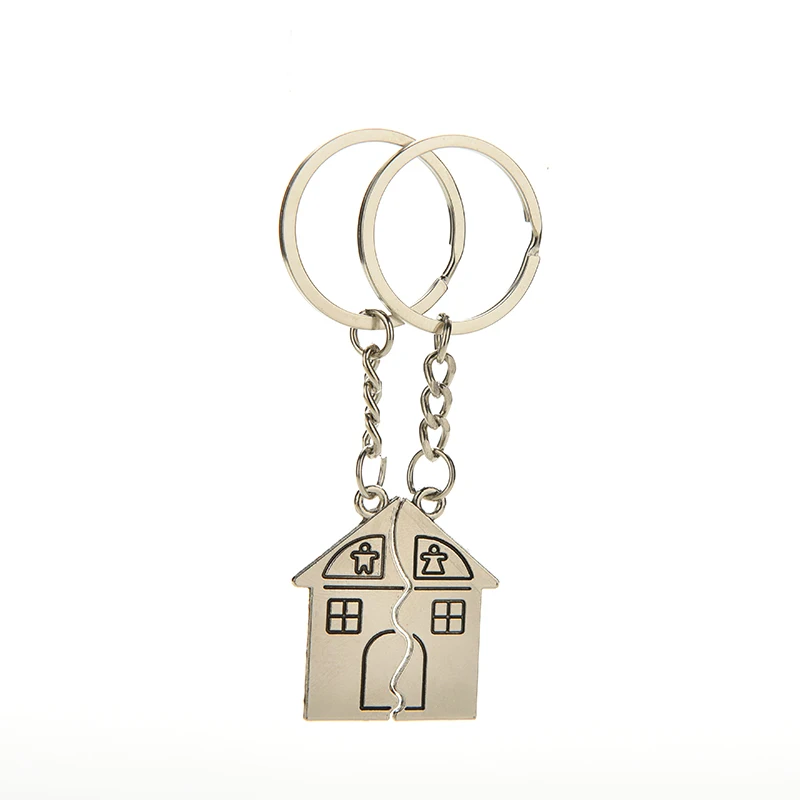 KvJJL 2 PCS Broken House Keychain For Couple Warm House Type Key Ring Valentine's Day Gift Love Home  I LOVE YOU Lovers