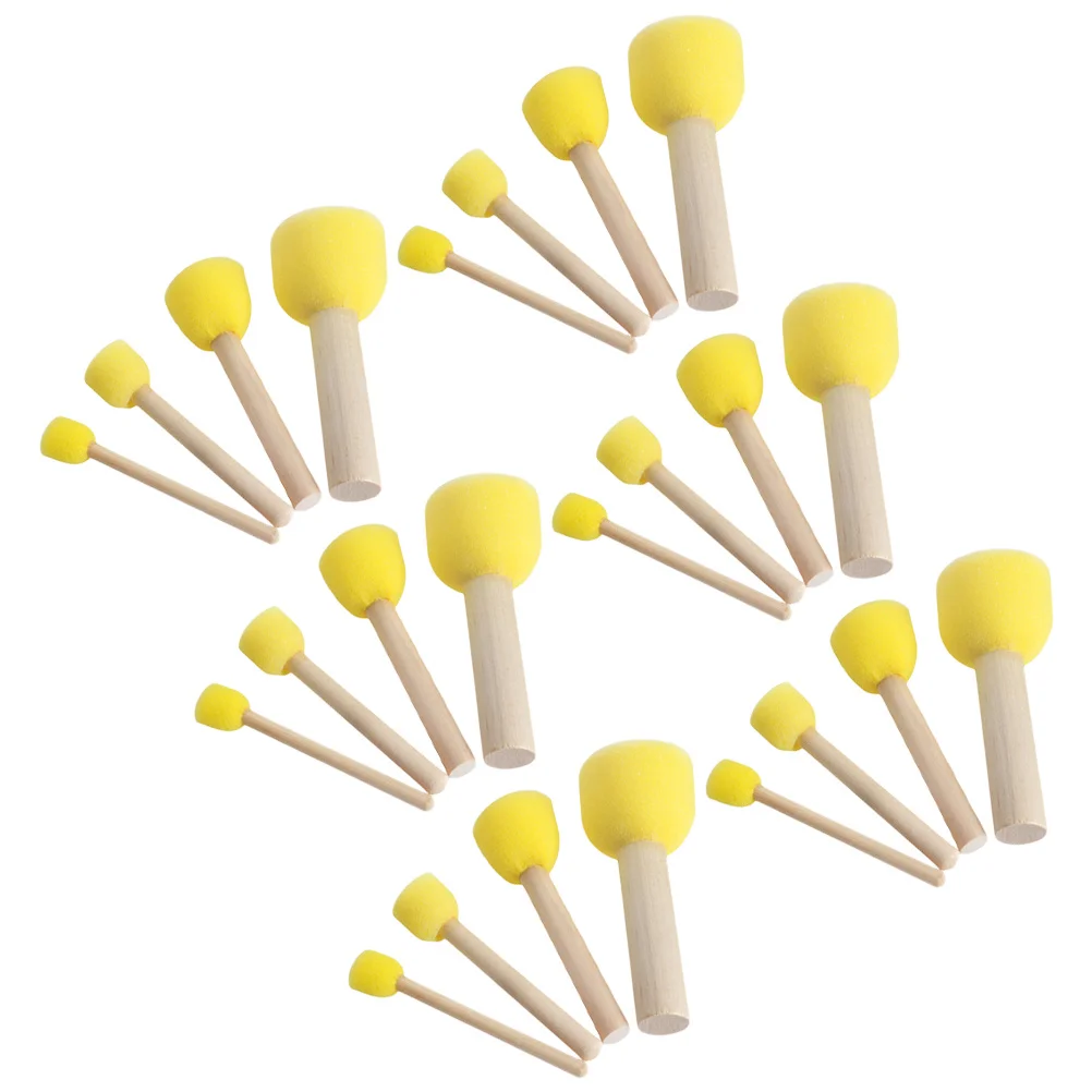 40Pcs DIY Painting Brushes Sponge Tips Wooden Handle for Children Art Crafts Doodling Scribbling Home School Projects Washable