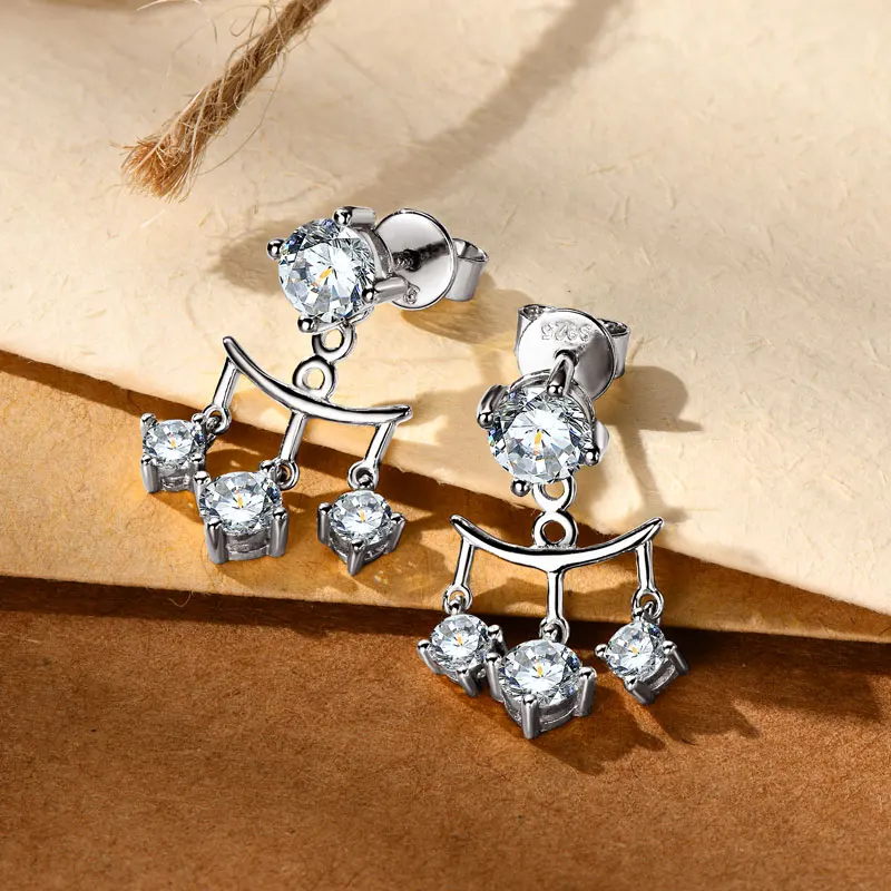 Ehhai 5mm Round Cut Moissanite Piercing Ear Jacket Stud Earrings for Women Real 925 Sterling Silver Fine Jewelry Gift Pendientes view 6