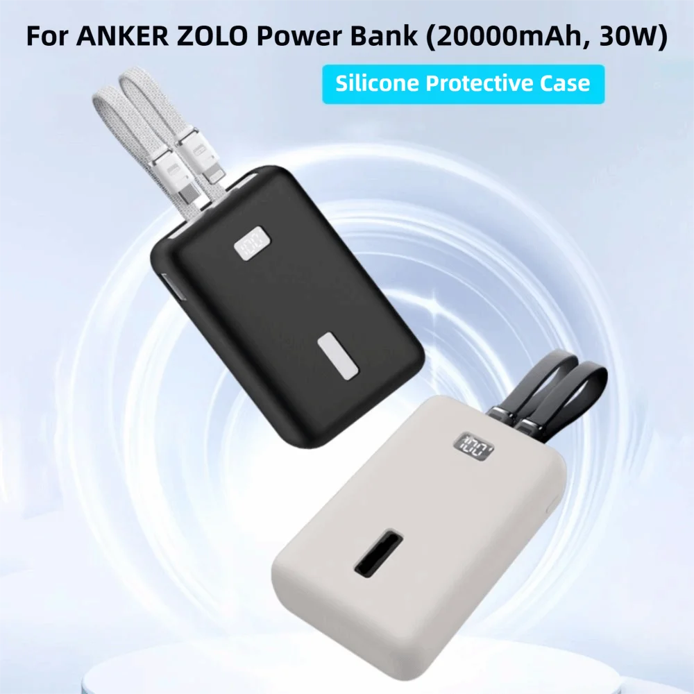 Silicone Portable Charger Protective Case Anti Drop a1681 Carrying Organizer Bag Shockproof Soft for Anker Zolo 20000mAh 30W