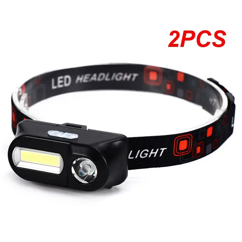 2PCS Battery Strong Light COB Lamp Beads Multi-function USB Interface Charging Forehead Light Induction Outdoor Emergency