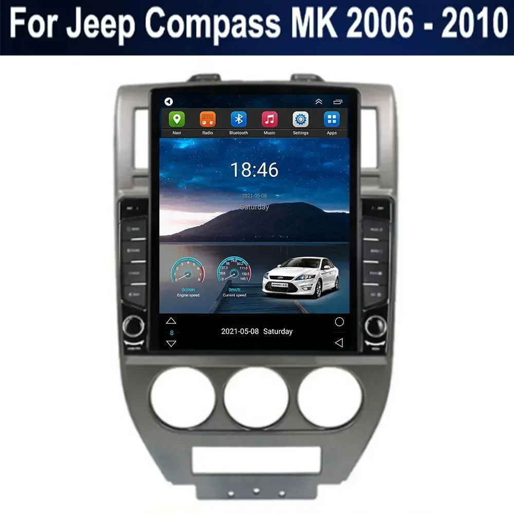 Autoradio Android 13 pour Jeep Compass Bros 2006-2010, Lecteur Vidéo, GPS, Stéréo, Carplay, DSP, Caméra, 2Din