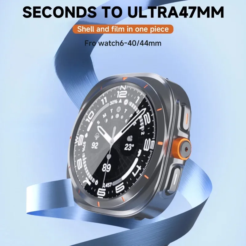 삼성 갤럭시 워치 7 6 40mm 44mm용 울트라 글래스 + 케이스로 교체, 스크린 보호 필름 PC 케이스 하드 커버 및 필름 갤럭시 워치 6 7
